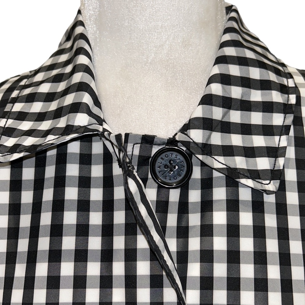 NWT Talbots Mac Black White Gingham Belted Weather Resistant Trench Coat - 6 - Picture 6 of 15